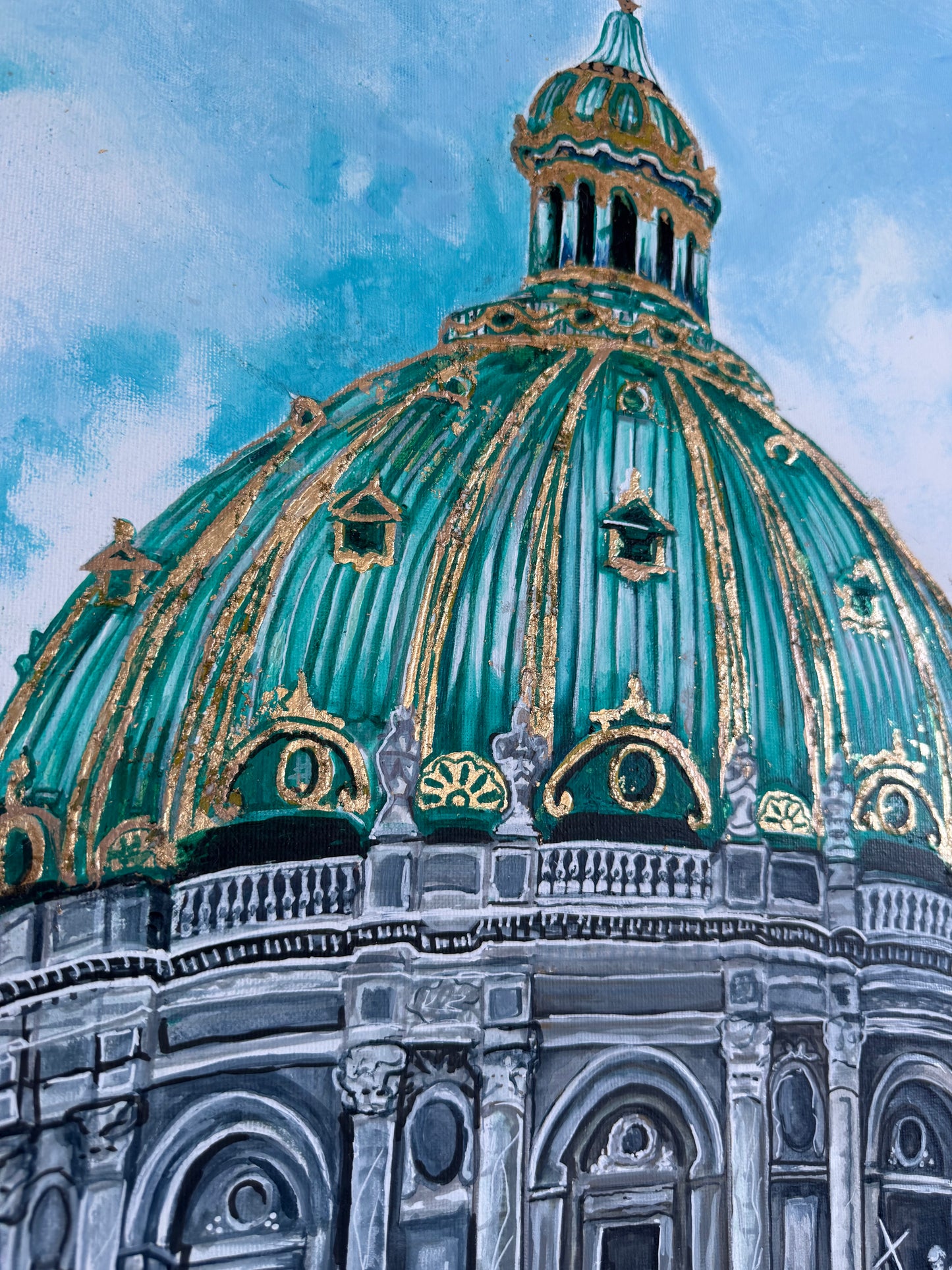 Copenhagen Crown” — Original Painting with 24K Gold Leaf